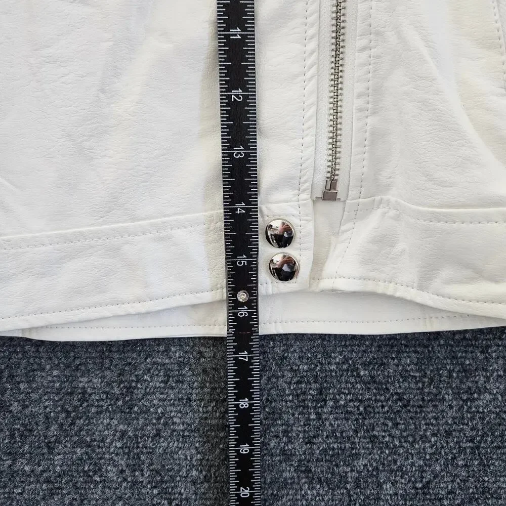 Lola + The Boys Rainbow Patch White Vegan Leather Jacket size 4